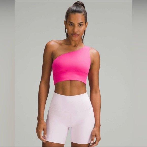 lululemon athletica Tops - Lululemon One Shoulder Sports Bra - Sonic Pink Size 4